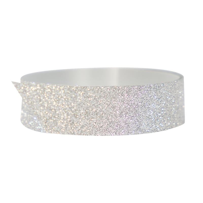 Polybånd mat glitter sølv - 1