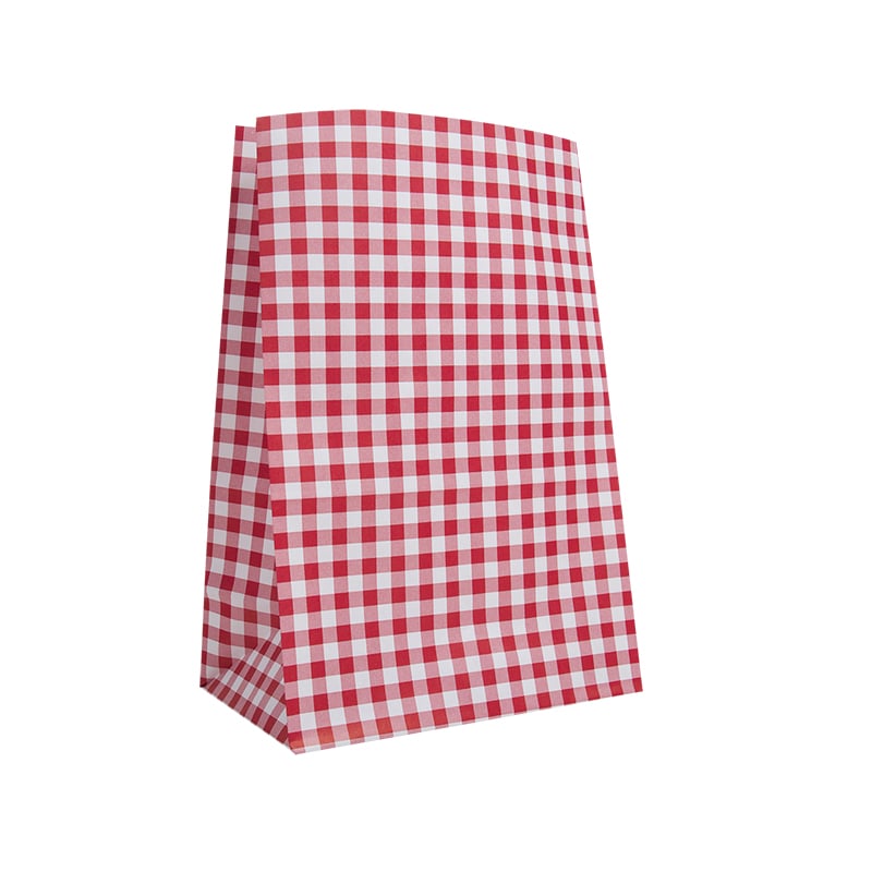 Farvede sos-poser ternet rød