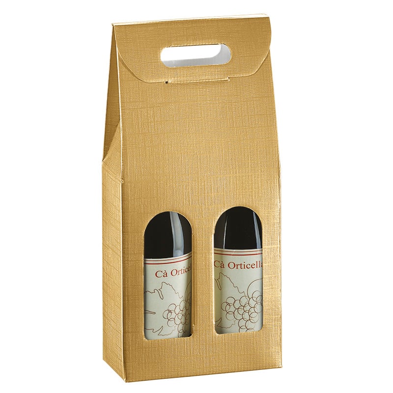 Gaveæske til flasker liniepræget guld fra 1 til 3 flasker - 1