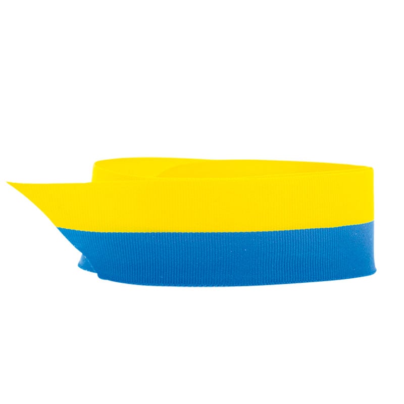Presentband satin blå/gul - 1