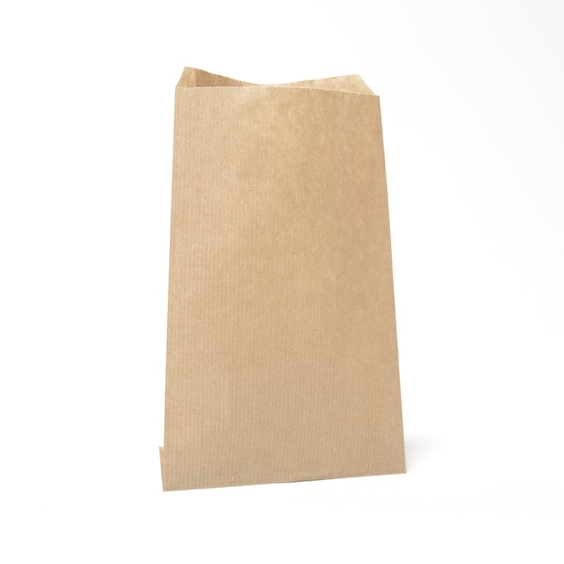 Flad papirspose Brun Ribbet - 2