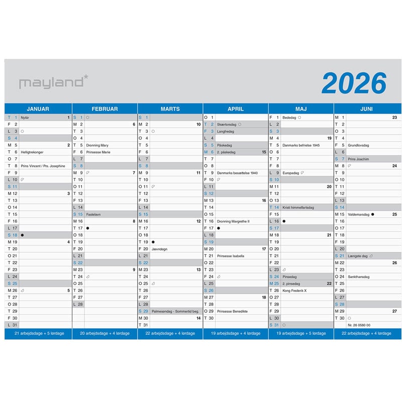 Mayland A5 kontorkalender klassisk 2026 - 1
