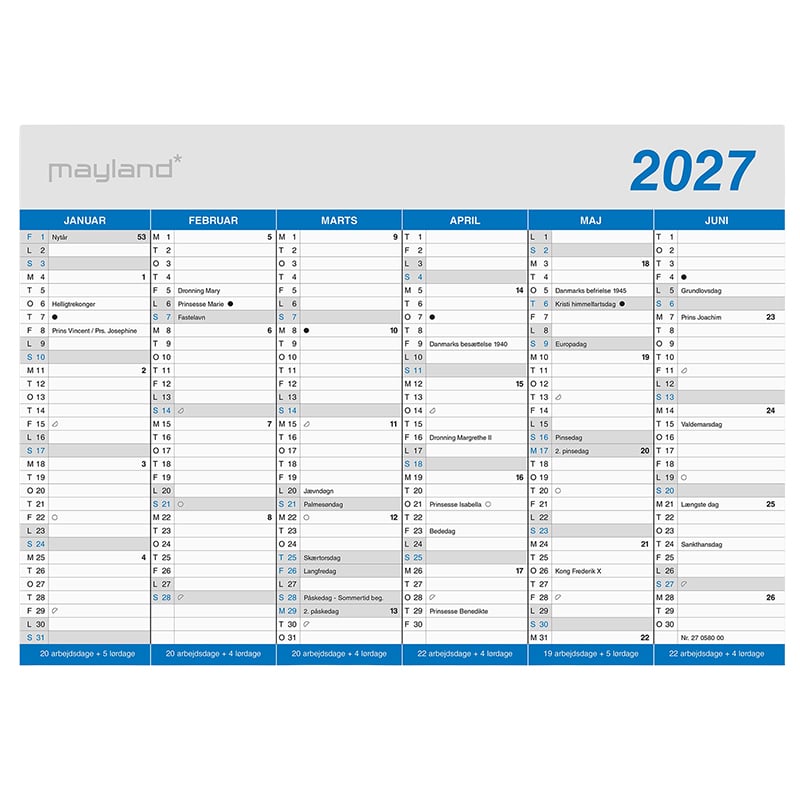 Mayland A5 kontorkalender klassisk 2027 - 1