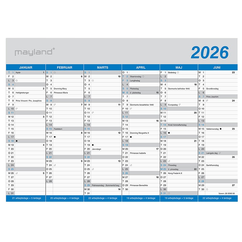 Mayland A4 kontorkalender klassisk 2026 - 1