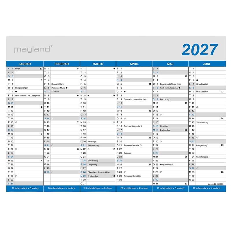 Mayland A4 kontorkalender klassisk 2027 - 1