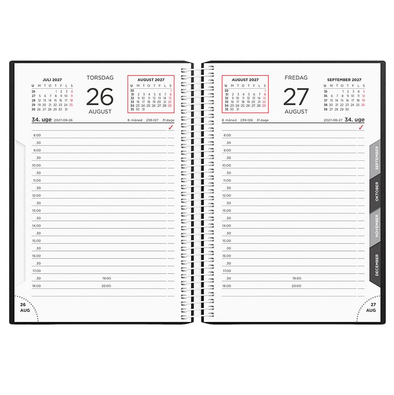 Mayland Spiralkalender 1-dag sort 2027 - 2