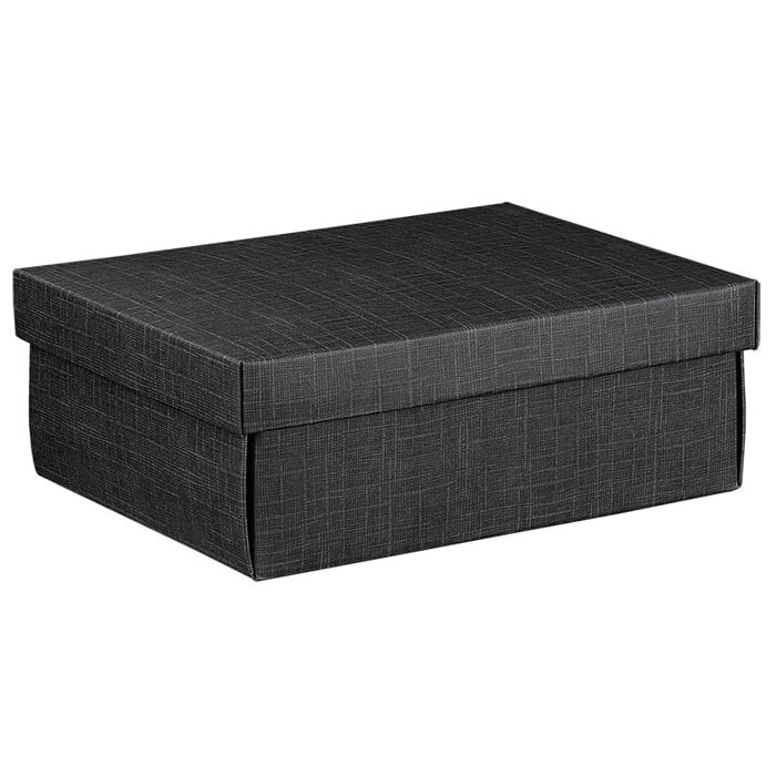 Gaveæske Easy med låg, hørpræget, sort - 1