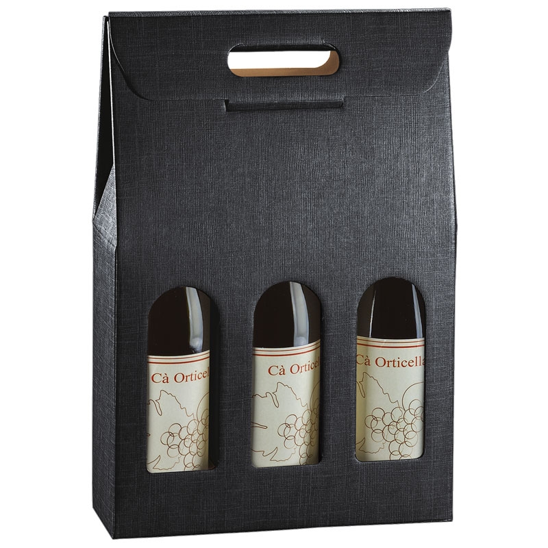 Flaske æske liniepræget sort fra 1 til 3 flasker - 4