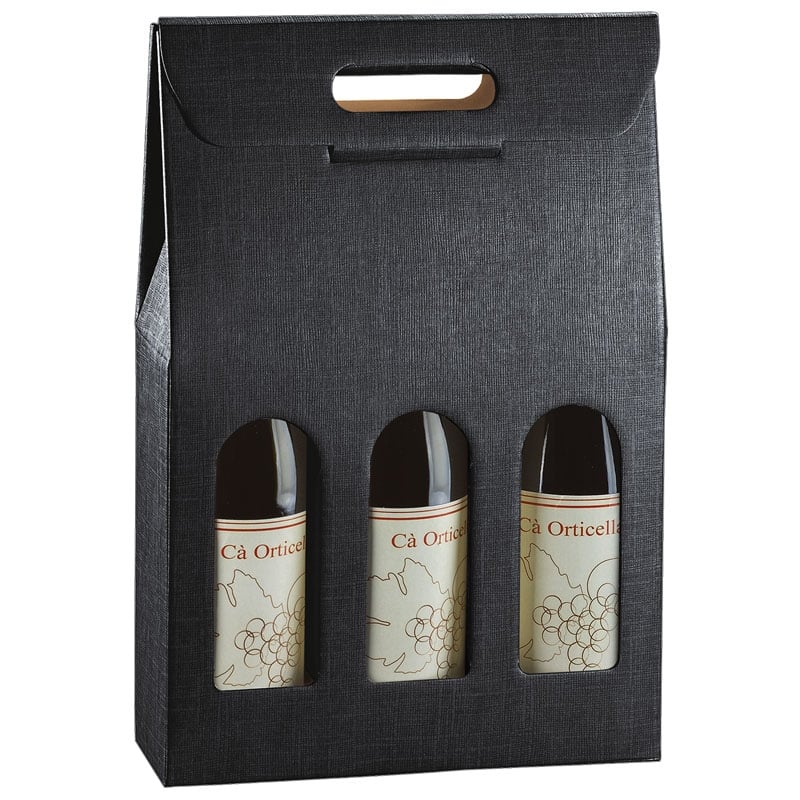 Flaske æske liniepræget sort fra 1 til 3 flasker - 4