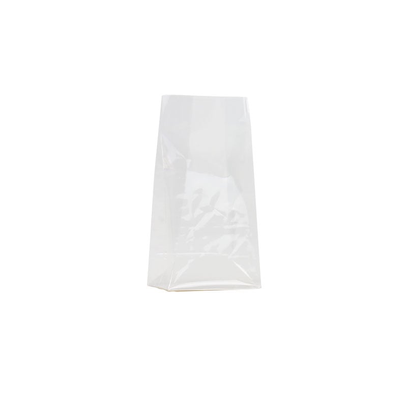 PP-klodsbundspose med hvid kartonbund - cellofanpose