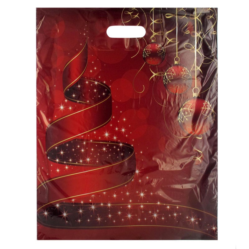 Plastbærepose julekugle rød
