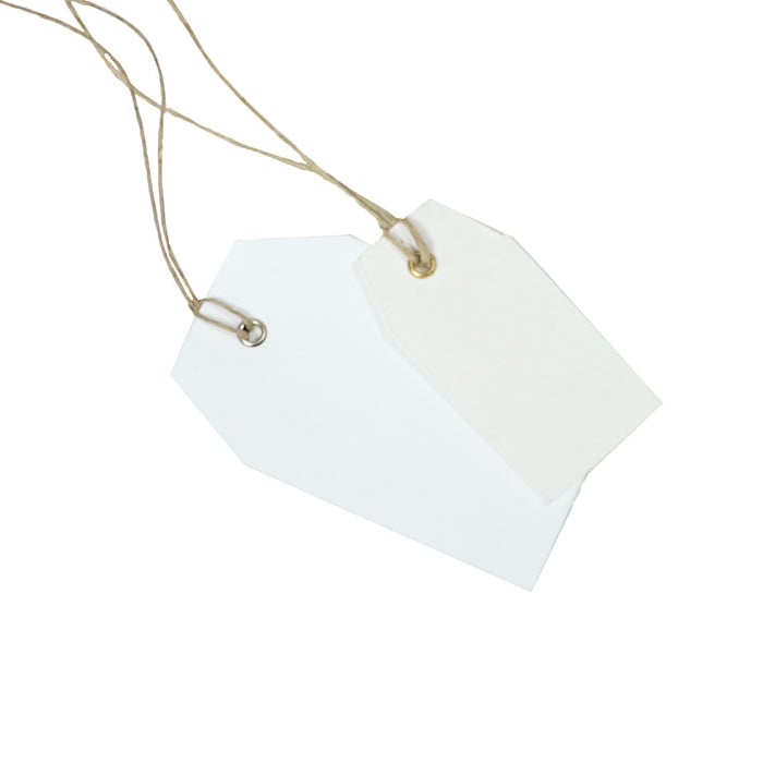 Hængemærke med hampsnøre hvid - 1