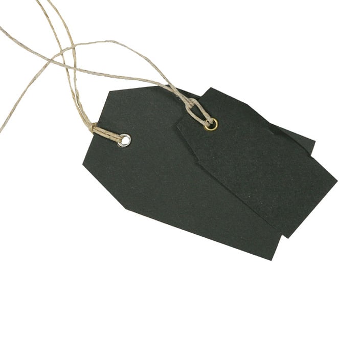 Hængemærke sort med hampsnøre - 1