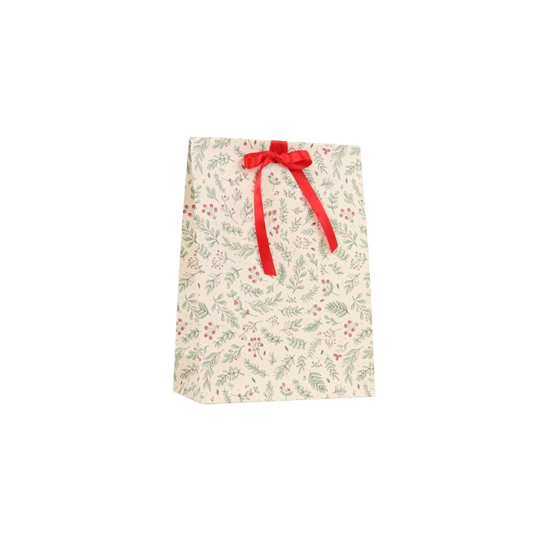Gavepose m. tapelukning og hul til bånd Red berries - 2