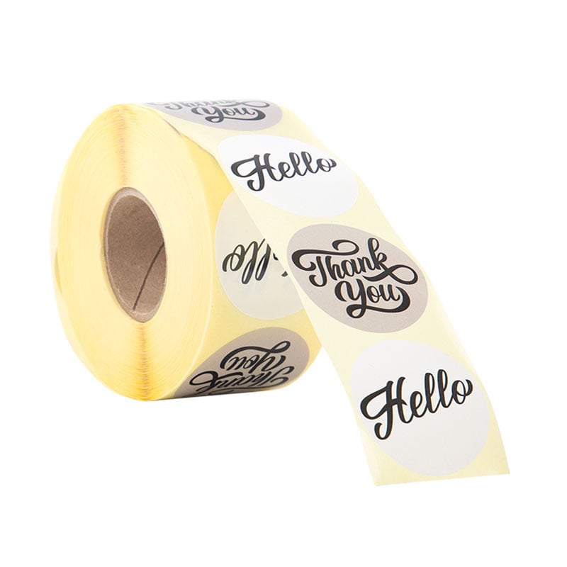Etiket Venice black "Thank you/hello" Ø49 1000st - 1