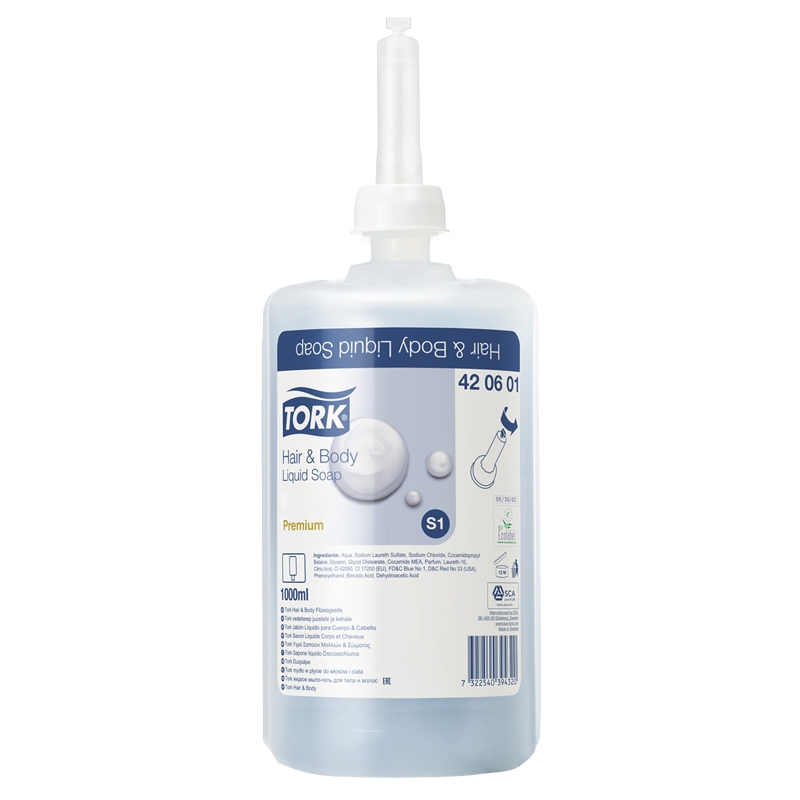 Tork Hair & Body flydende sæbe S1 - 1