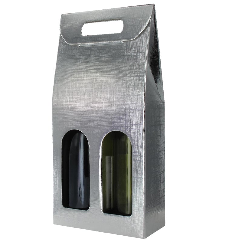 Gaveæske til flasker liniepræget sølv til 1 og 3 flasker - 1