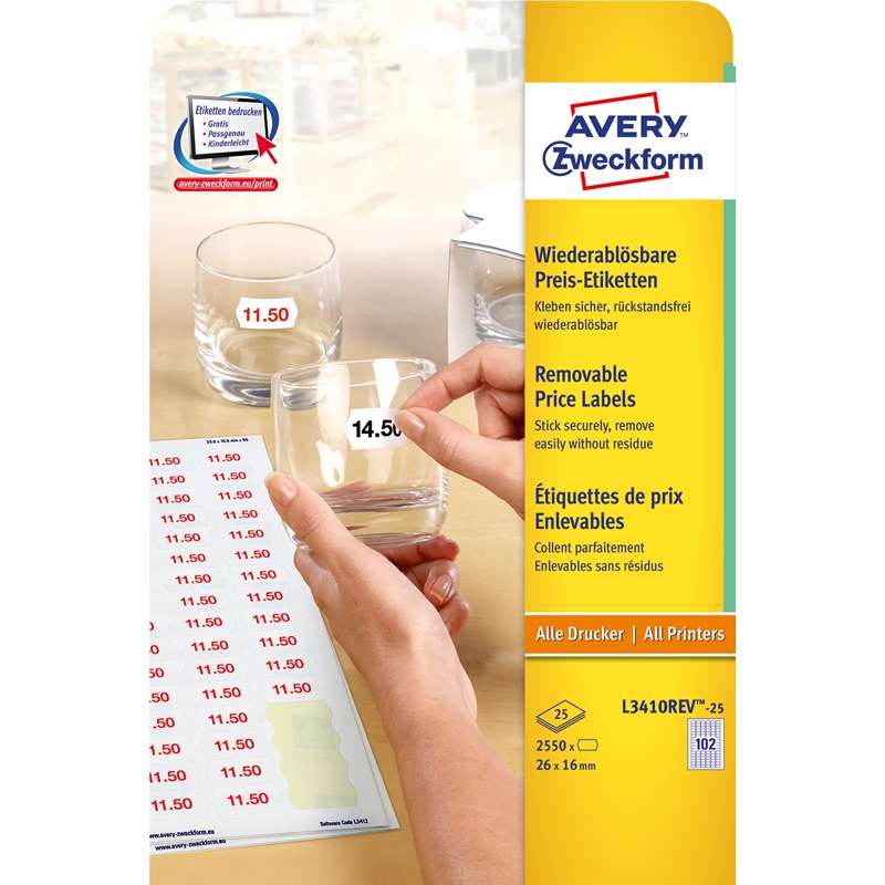 Prismærkningsetiketter aftagelige - 2