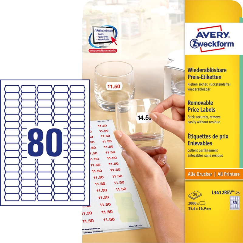 Prismærkningsetiketter aftagelige - 3