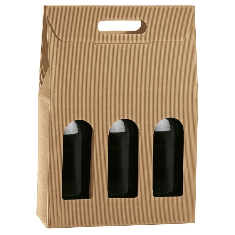 Flaske æske bølgepap natur fra 1 til 3 flasker - 4