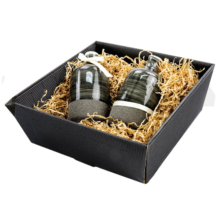 Kartonbakke sort rillet bølgepap - 2