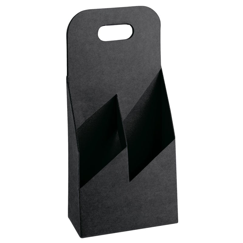 Flaskekurv karton sort fra 2 til 6 flasker - 2