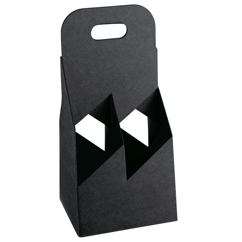 Flaskekurv karton sort fra 2 til 6 flasker - 3