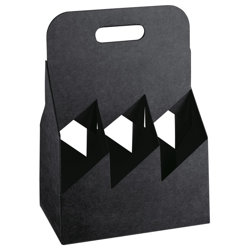 Flaskekurv karton sort fra 2 til 6 flasker - 1