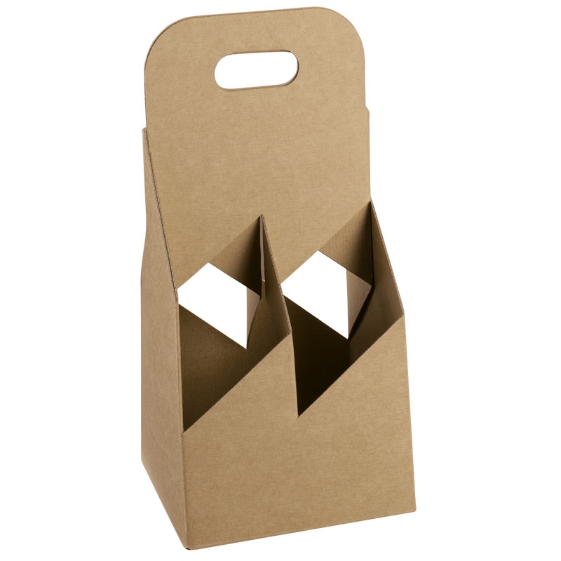 Flaskekurv karton natur fra 2 til 6 flasker - 2