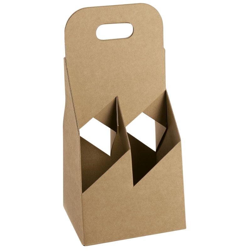 Flaskekurv karton natur fra 2 til 6 flasker - 2