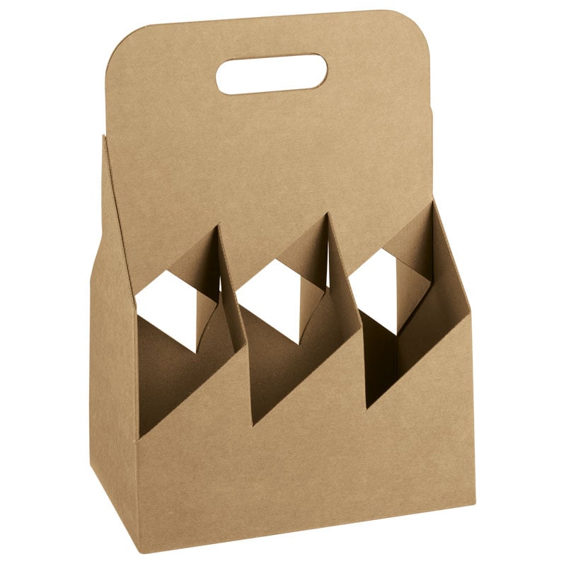 Flaskekurv karton natur fra 2 til 6 flasker - 1