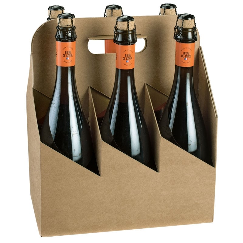 Flaskekurv karton natur fra 2 til 6 flasker - 3