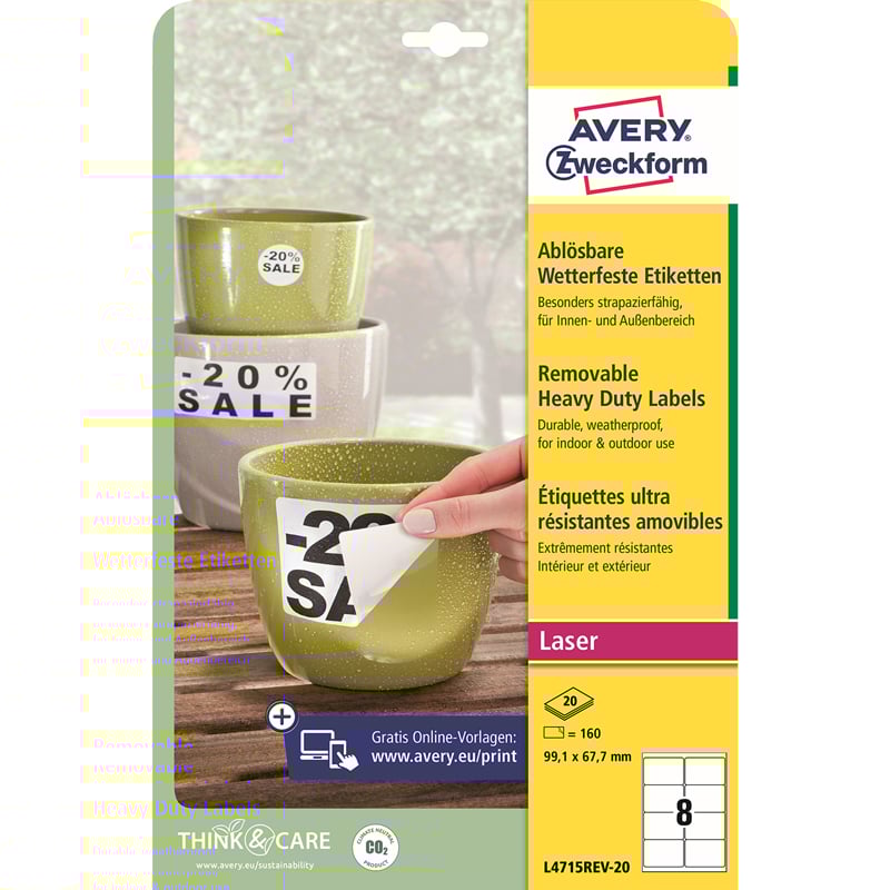 Avery etiketter holdbar og aftagelig. - 1