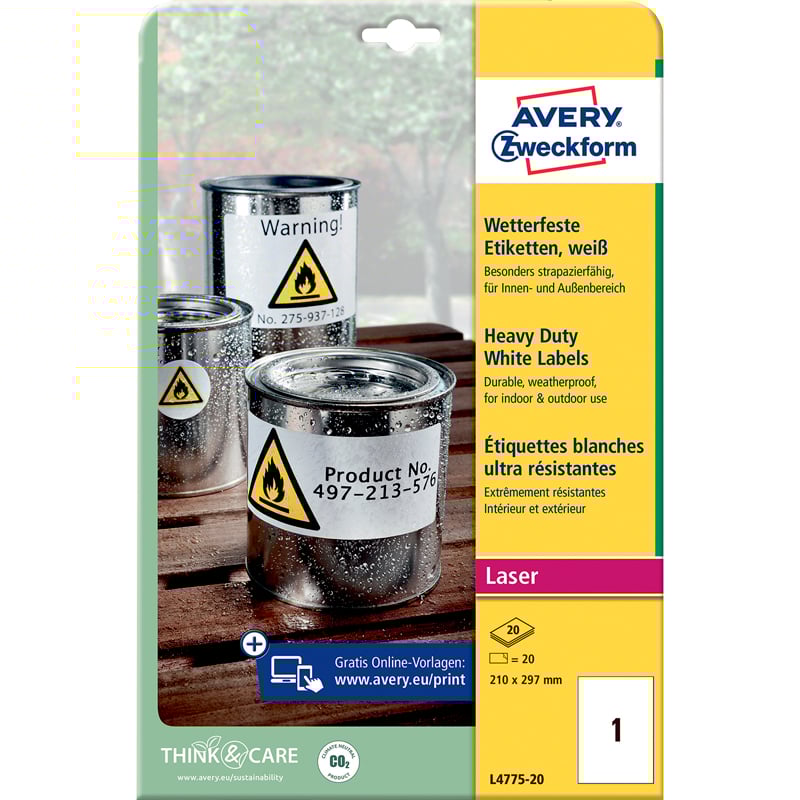 Avery etiketter Slidstærk Hvid - 1