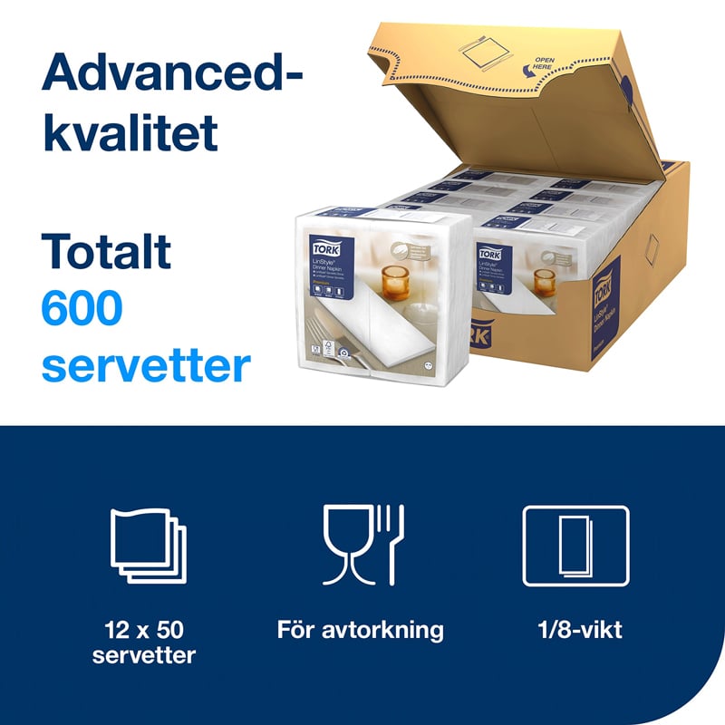 Tork LinStyle Dinner Napkin hvid Premium - 2