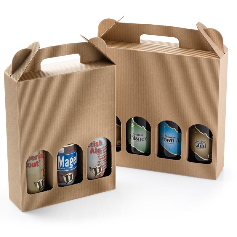 Ølkarton brun bølgepap til 3 og 4 flasker - 1