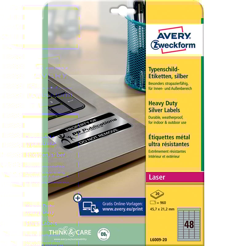 Avery etiketter slidstræk Silver - 1