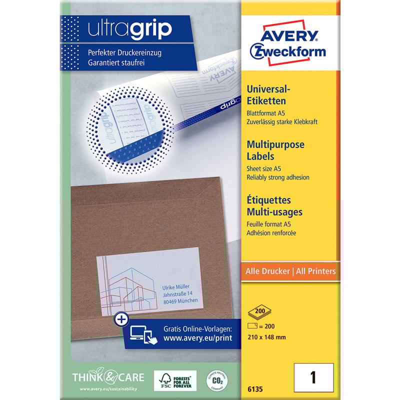 Avery etiketter A5 Ultragrip - 1