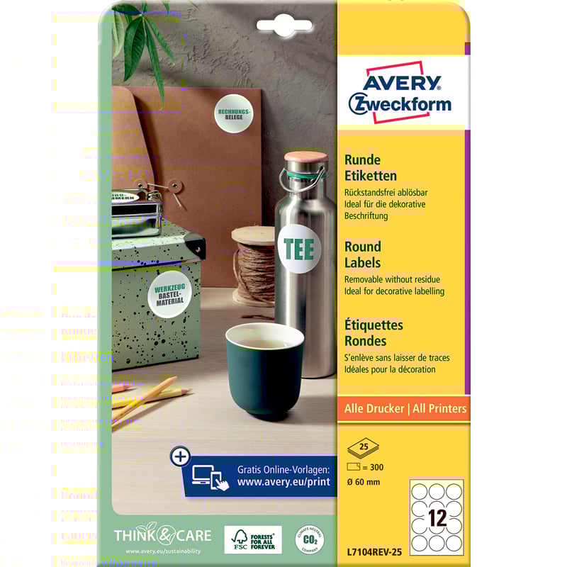 Avery aftagelige etiket rund - 2
