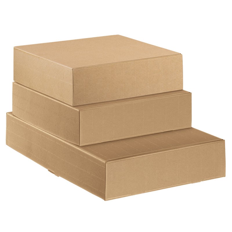 Gaveæske til flasker bølgepap natur - 1