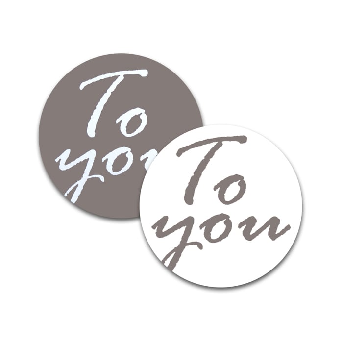Etiket rund To You grå/hvid - 1