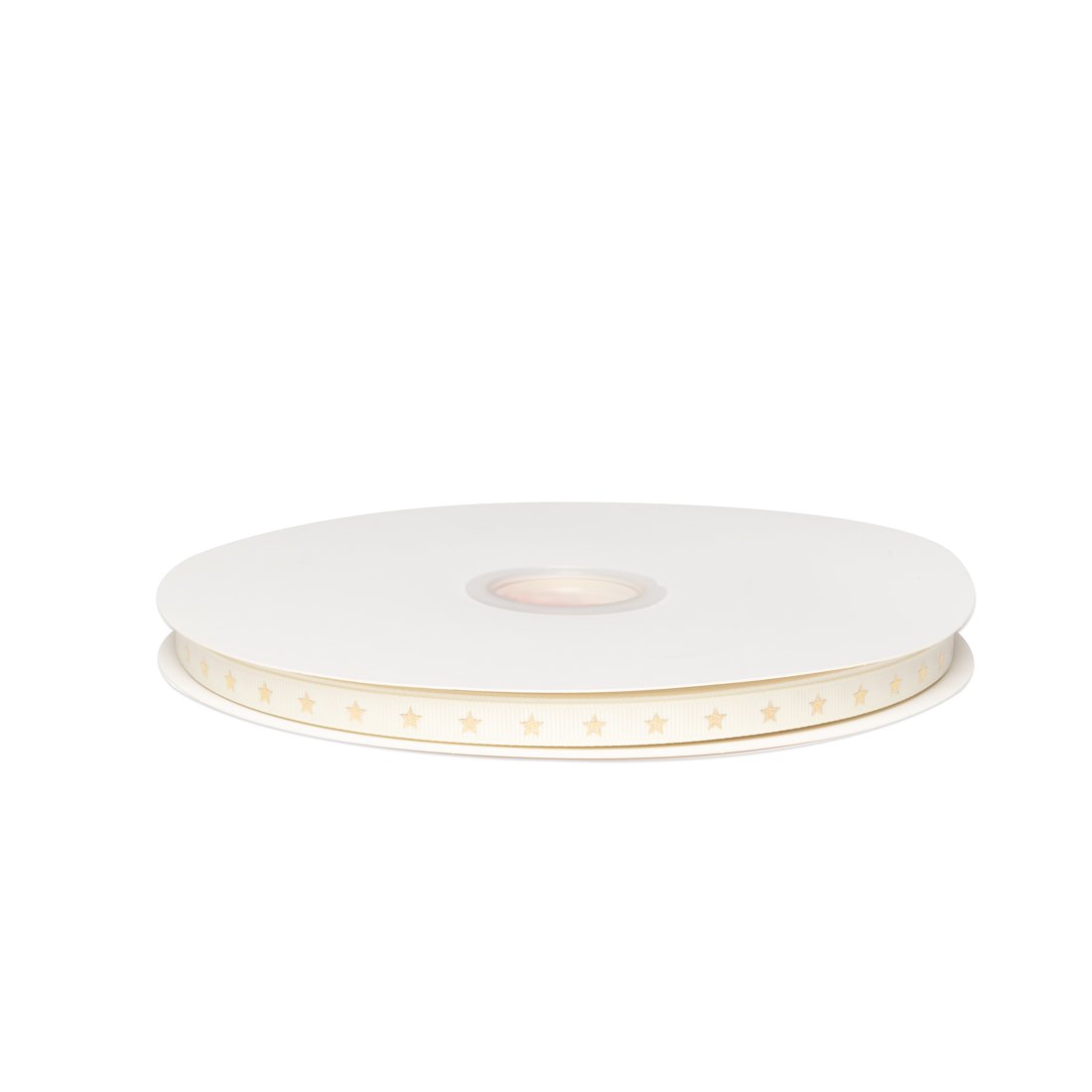 Satinbånd rillet Antique white w star - 1