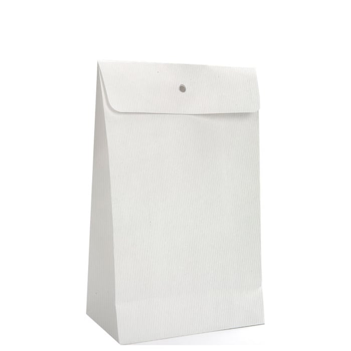 Gavepose med tape lukning mat rillet hvid - 2