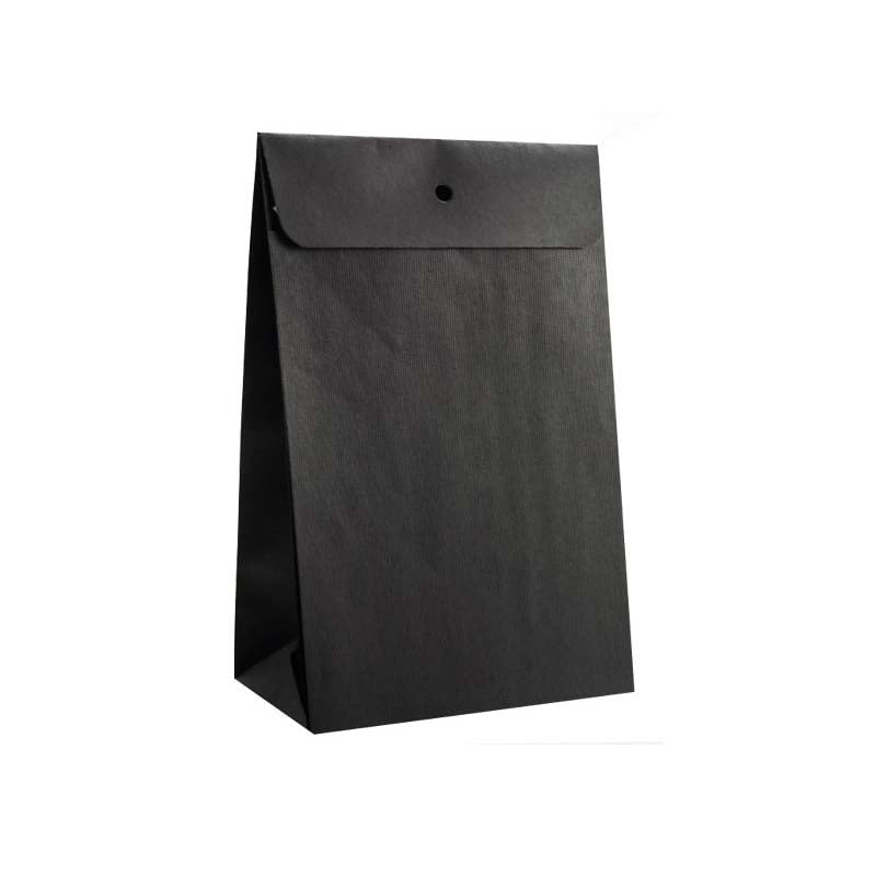 Gavepose med tape lukning mat rillet sort - 1
