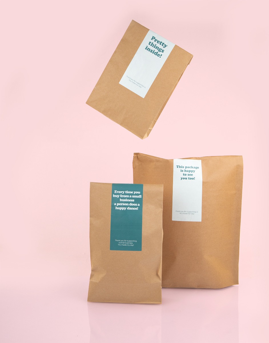 Lukkeetiket med tryk, lang - engelsk tekst - 4