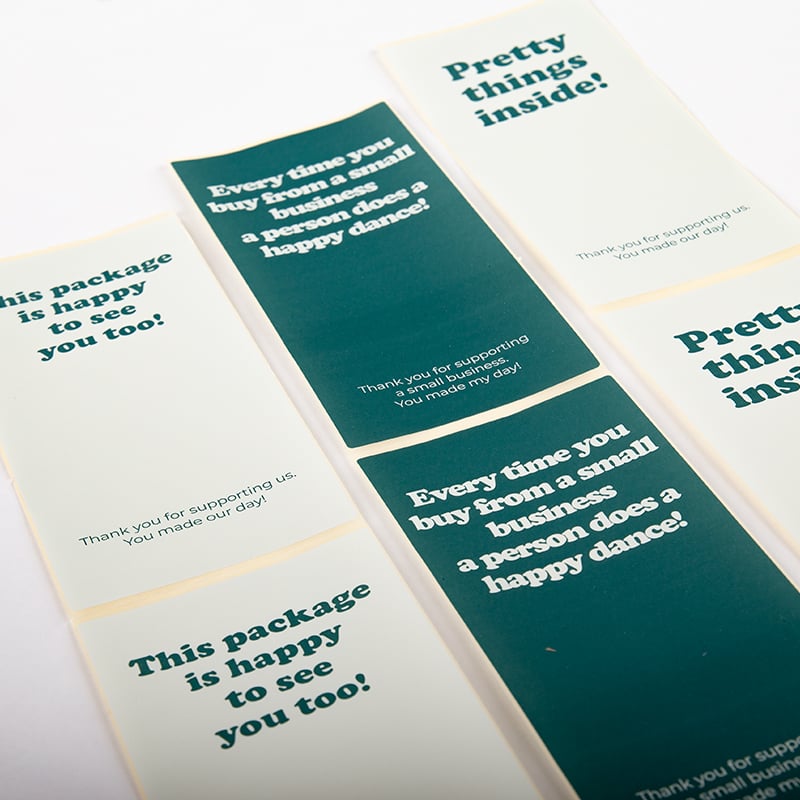 Lukkeetiket med tryk, lang - engelsk tekst - 2