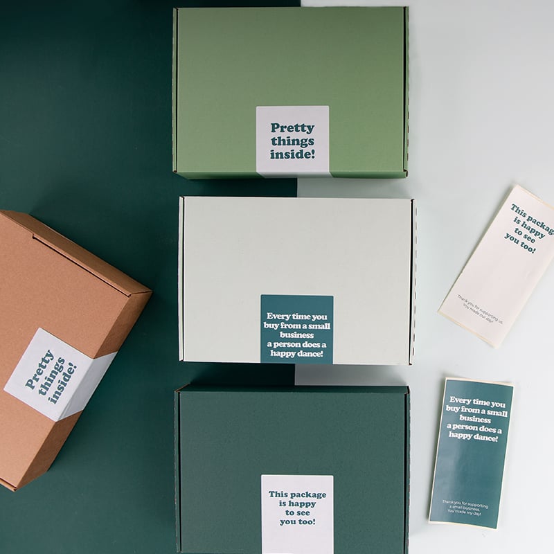 Lukkeetiket med tryk, lang - engelsk tekst - 1