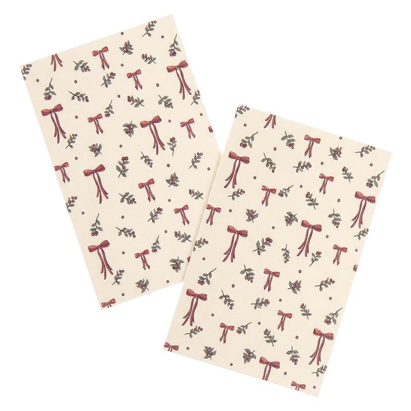 Etiket Winter Bows & Berries Sløjfe, rektangulær