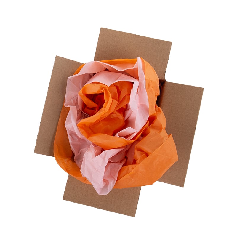 Farvet pakkepapir i farverne Paris Pink/Orange Mango - 1