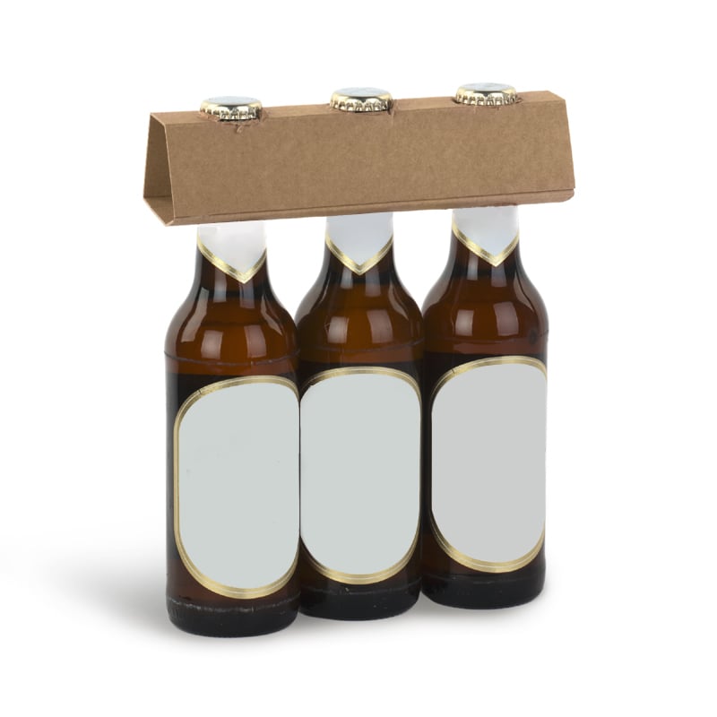 Flaskeholder brun glat bølgepap - 3